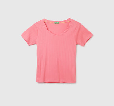 Regular Fit Scoop Neck Ribbed Top