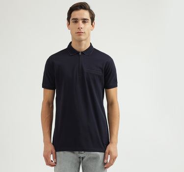 Solid Polo Neck Regular-Fit T-Shirt