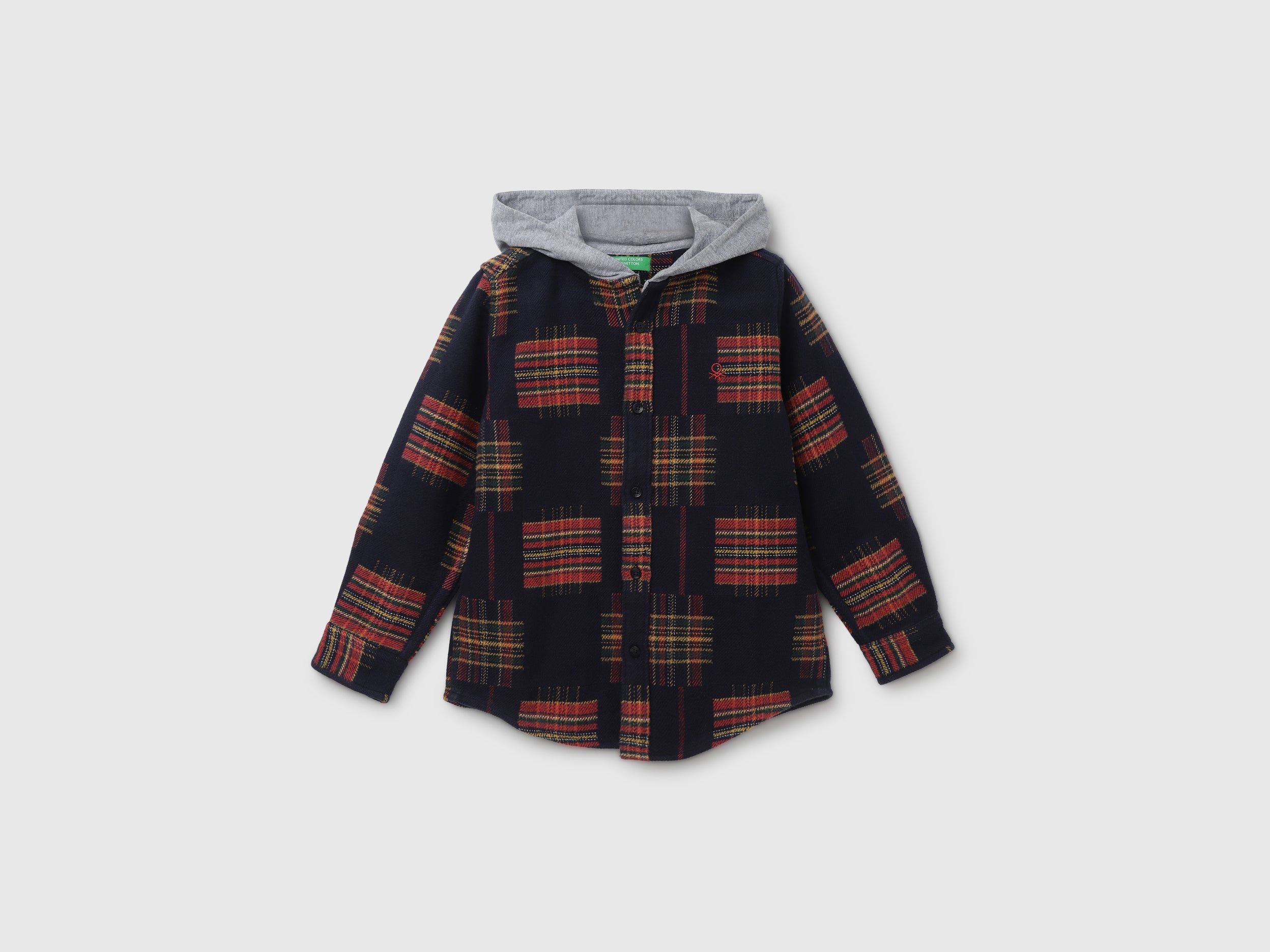 Boy's Regular Fit Hooded Neck Checked Shacket