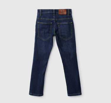 Boys Navy Blue Solid Slim Fit Jeans