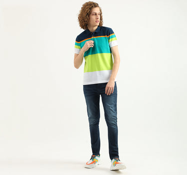 Men Colorblock Polo Collar T-Shirt