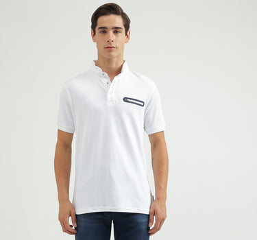 Solid Stand Collar Regular-Fit T-Shirt