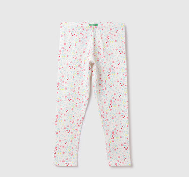 Cotton Blend Printed Regular Length Girls Trousers