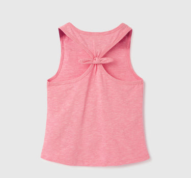 Regular-Fit Round Neck Solid Tank Top With Back Knot Detail