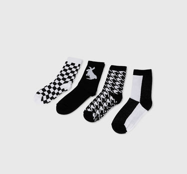 Pack of 4 Color Blocked & Striped Socks