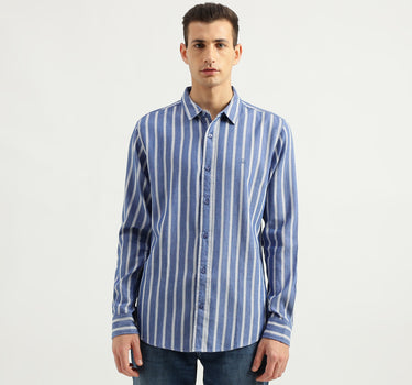 Men's Slim Fit Spread Collar Striped Shirts