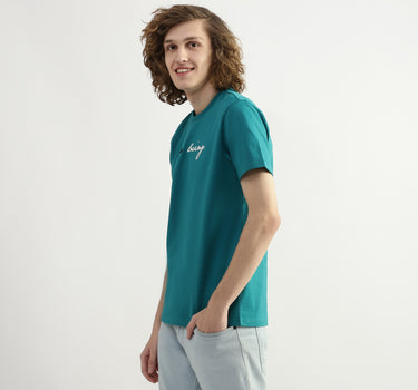 Men Embroidery Round Neck T-shirt