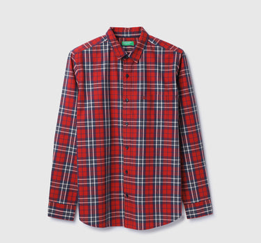 Slim Fit Spread Collar Checkered Shirt