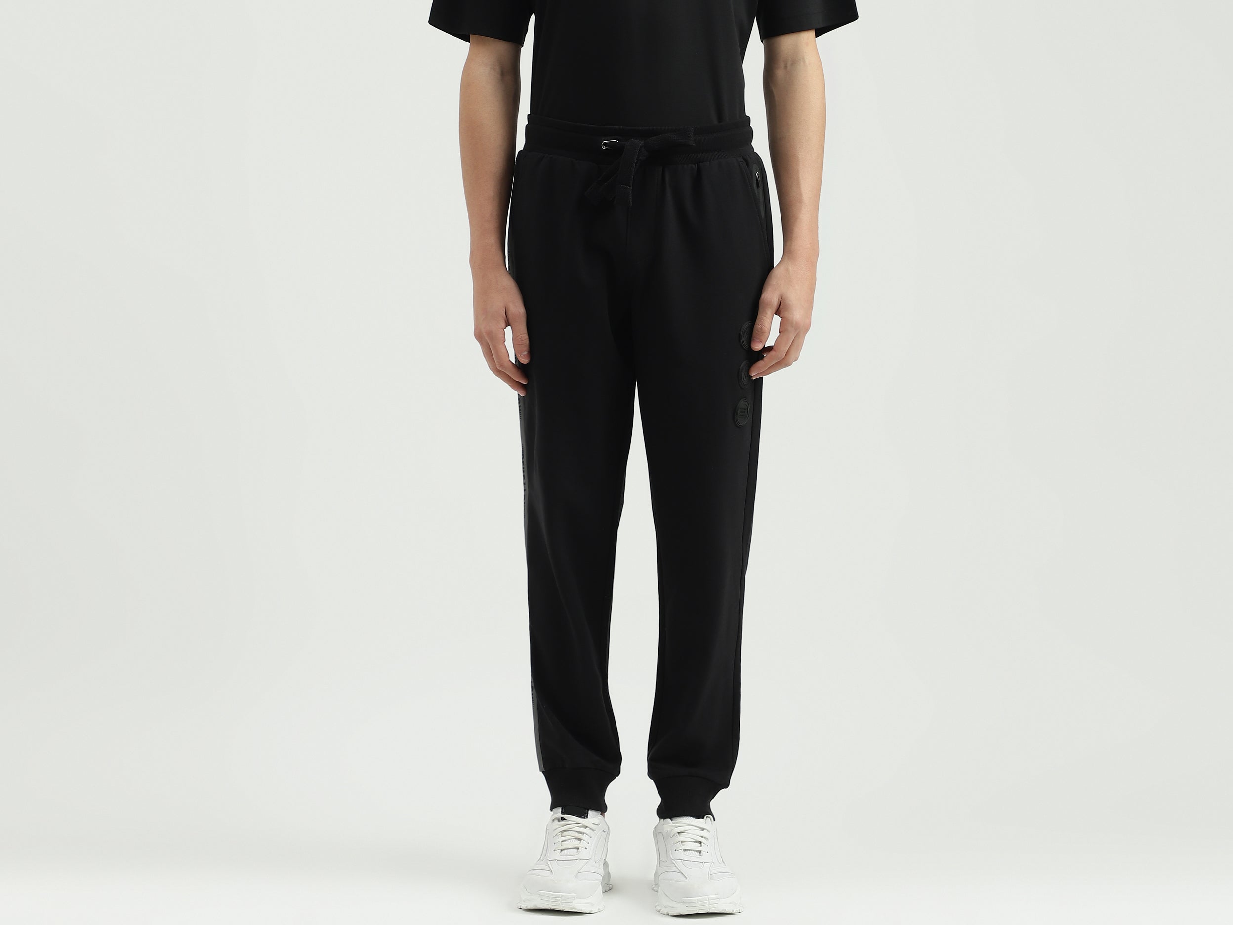 Solid Regular Fit Mid Waist Trackpants