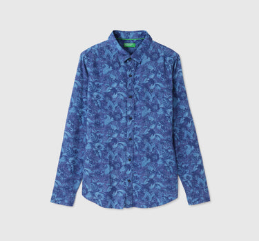 Slim Fit Spread Collar Floral Print Shirt