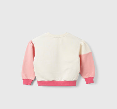 Girl's Regular Fit Round Neck Color Blocked Sweatshirt