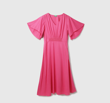 Viscose Solid V-Neck Women Dresses