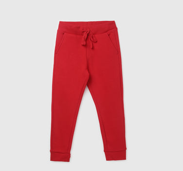 Boy's Solid Regular Fit Joggers with Drawstring Closure