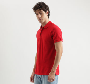 Regular Fit Polo Neck Solid Pattern T-shirt