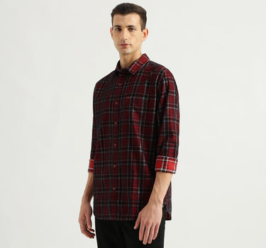 Men's Regular Fit Spread Collar Checked Shirts