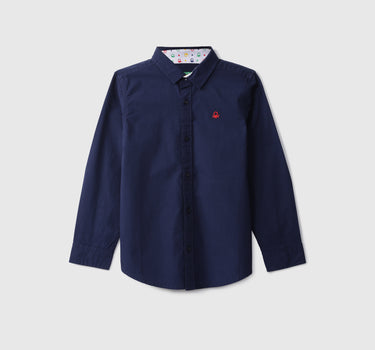 Boys Navy Blue Solid Shirt