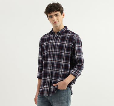 Regular Fit Spread Collar Checkered Shirt