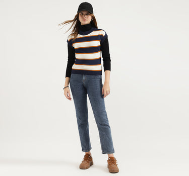 Regular Fit Round Neck Striped Tops