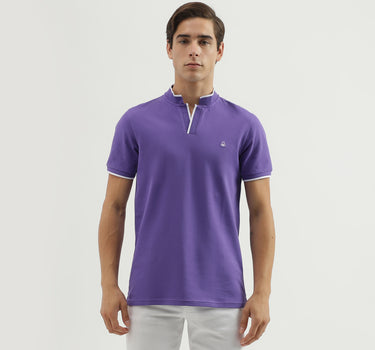 Men's Regular Fit Polo Neck Solid T-Shirt