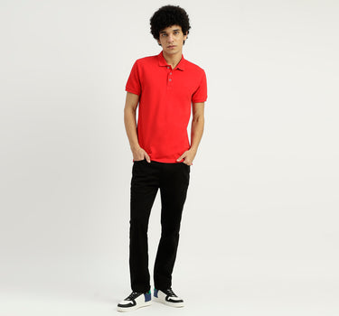 Polo Neck Solid Pattern T-Shirt