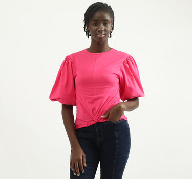 Women Solid Round Neck Top