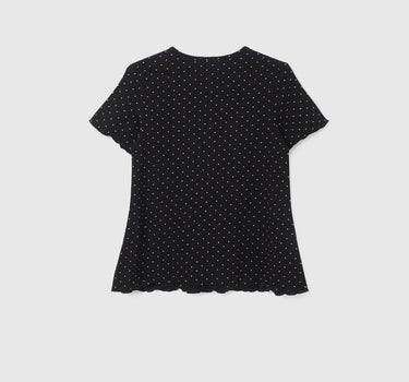 Regular Fit Round Neck Polka Dot T-Shirt with Polka Dot Shorts Nightsuit Set