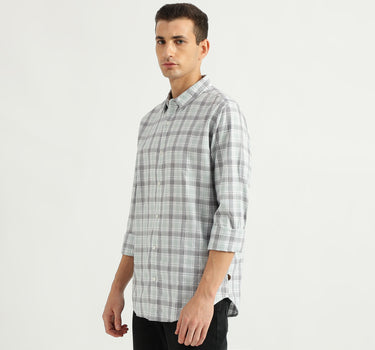 Men's Slim Fit Spread Collar Checked Shirts