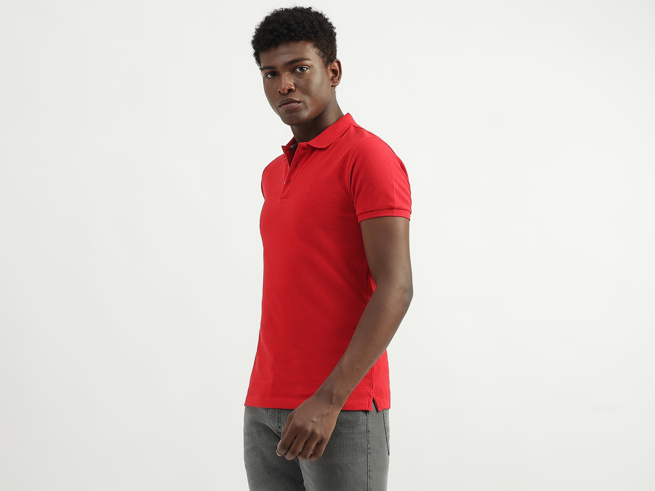 Cotton Solid Polo Collar Mens T-shirts