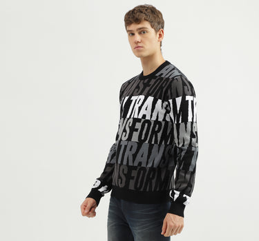 Men's Regular Fit Crew Neck Printed Sweater