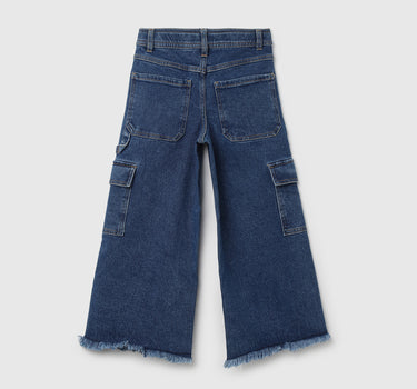 Solid Wide Leg Mid Rise Jeans