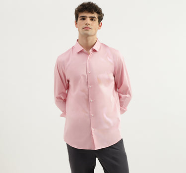 Slim Fit Spread Collar Solid Shirt