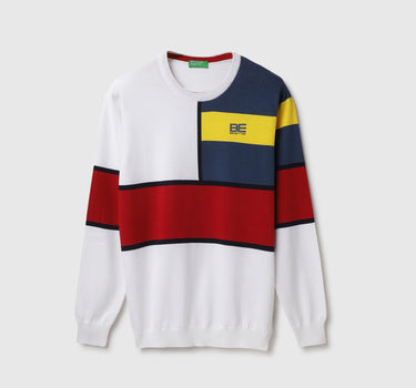 Regular Fit Round Neck Colorblock Sweater