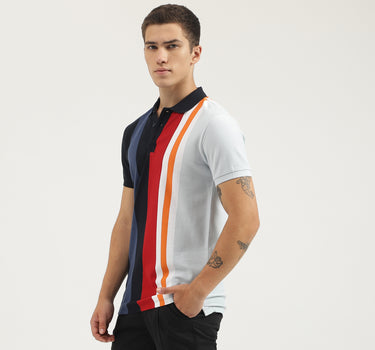 Regular Fit Polo Neck Striped T-shirt