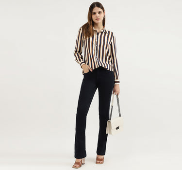 Spread Collar Striped Shirt