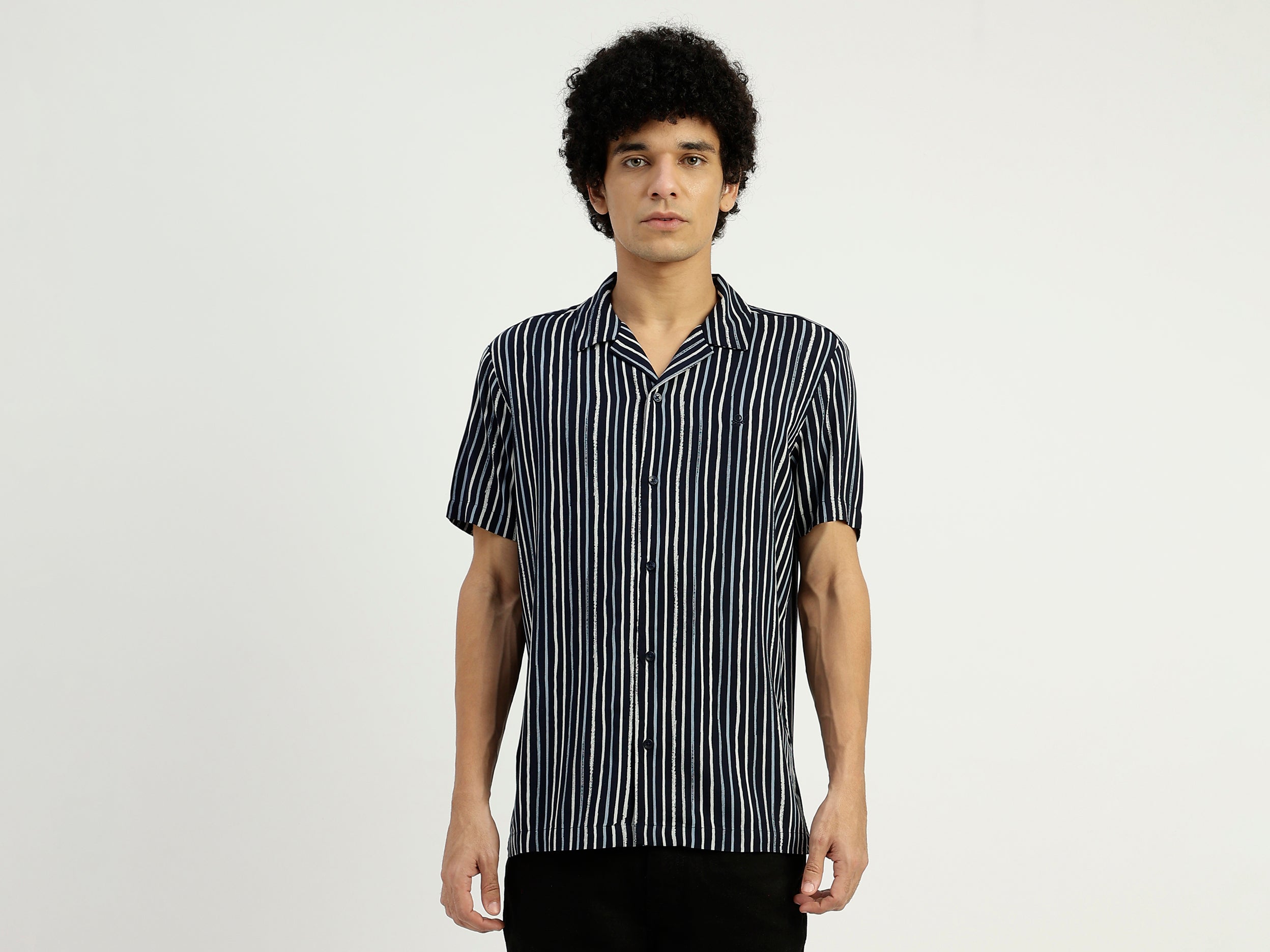 Regular Fit Spread Collar Striped Shirt