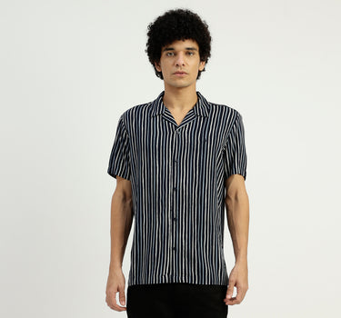 Regular Fit Spread Collar Striped Shirt