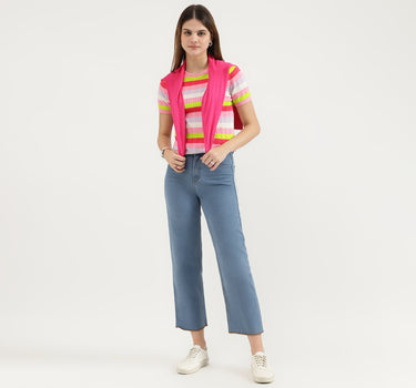 Regular Fit Round Neck Striped Tops