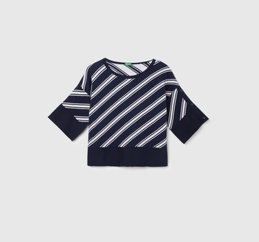 Regular Fit Round Neck Striped Pattern Sweater