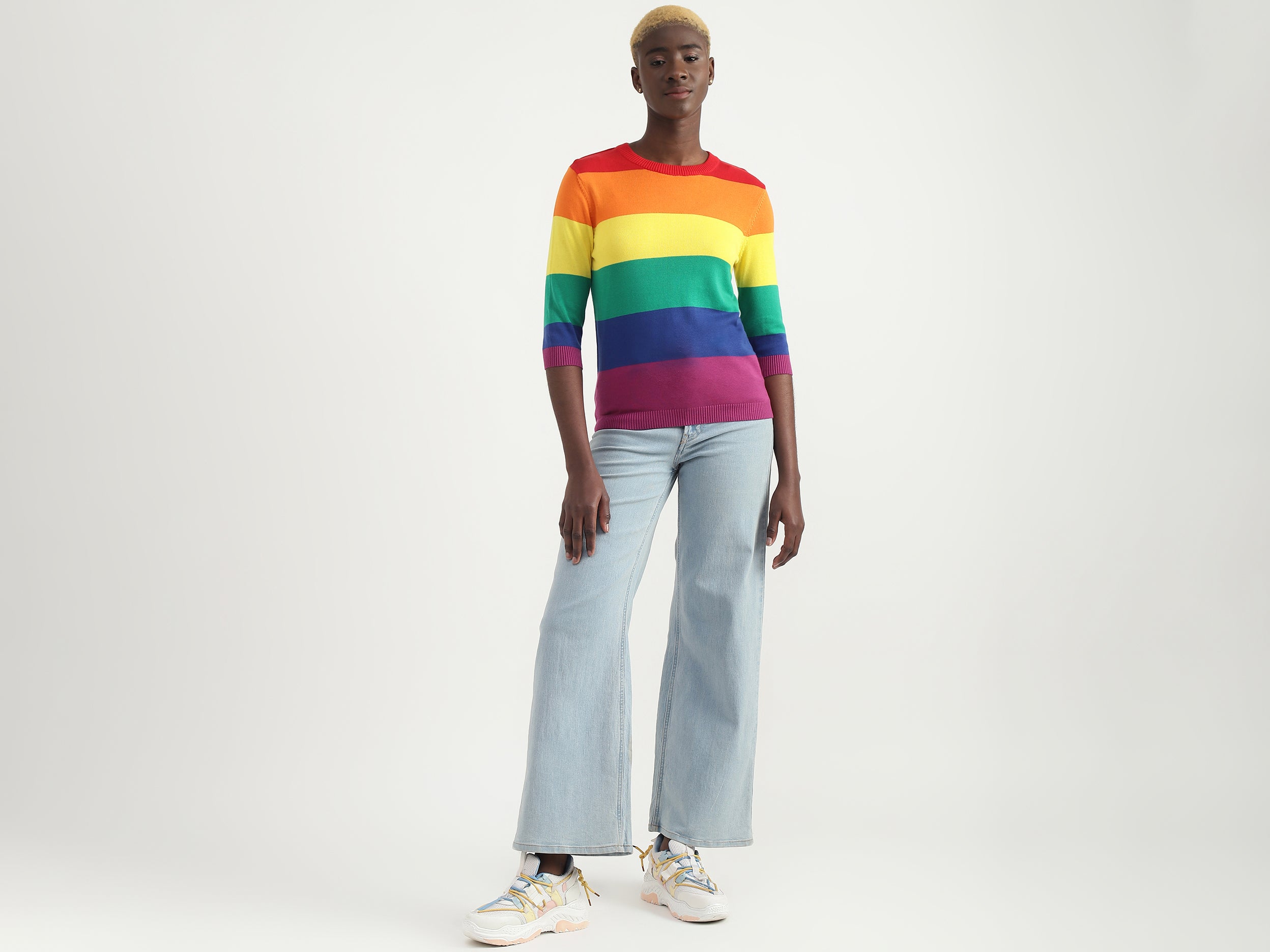 Cotton Striped Round Neck Women Sweaters – United Colors of