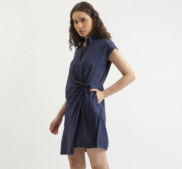 Regular Fit Spread Collar Solid Dress