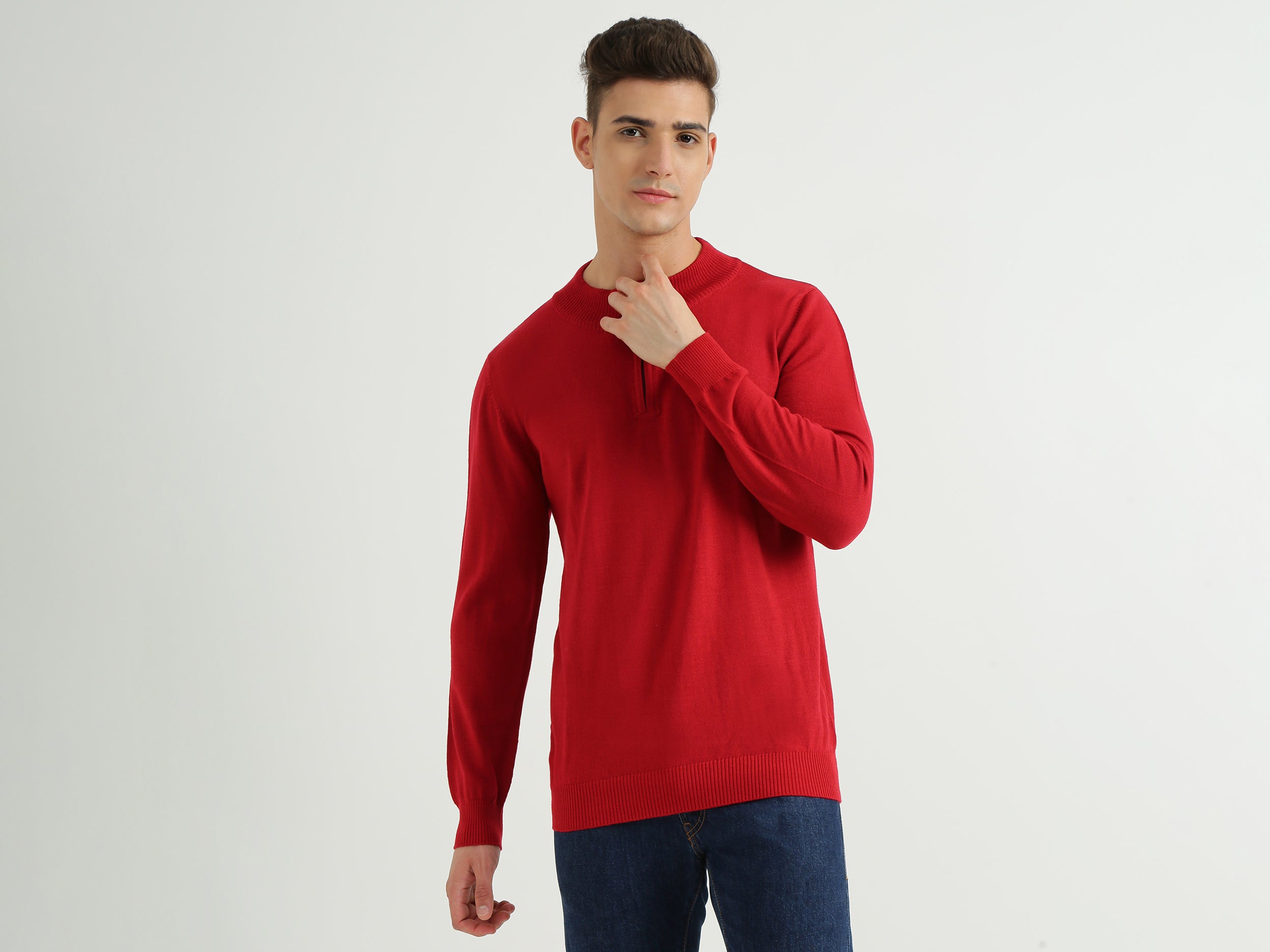 Men Solid High Neck Sweater