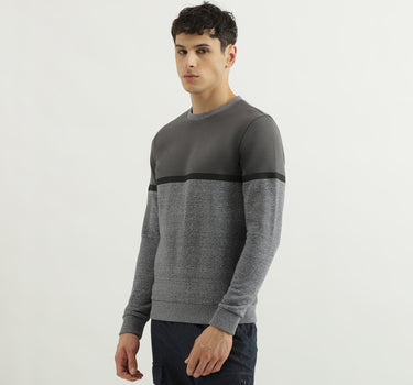 Regular Fit Round Neck Color Block Sweatshirt