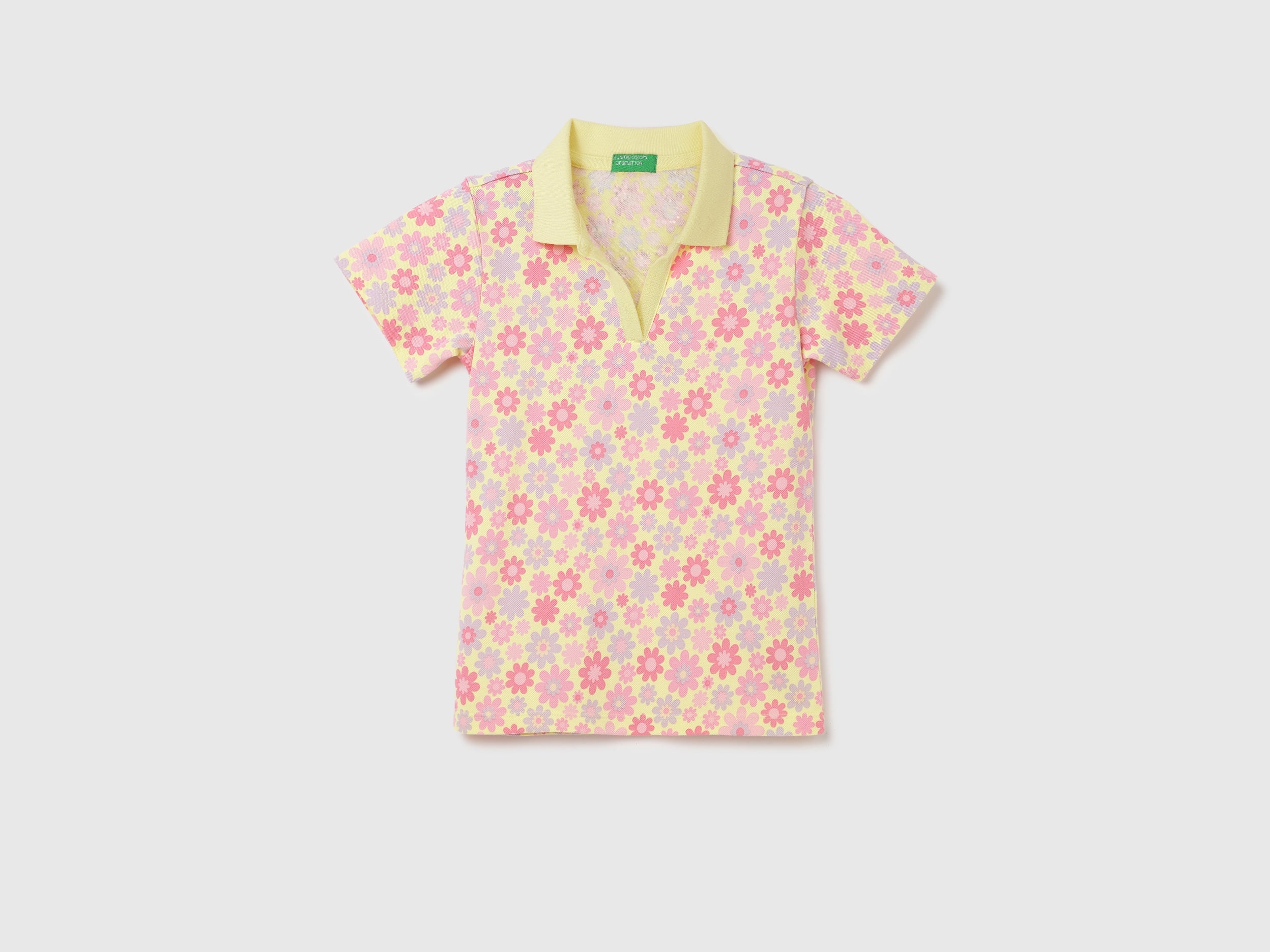 Regular Fit Polo Neck Floral Print T-shirt