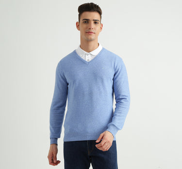 Mens V-Neck Solid Sweater