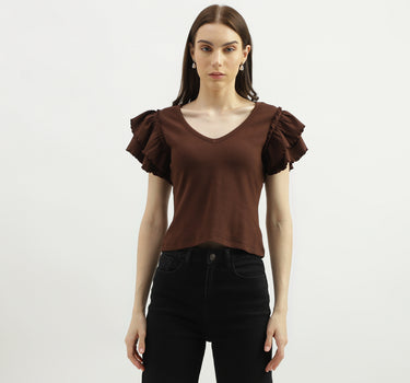 Regular Fit V-Neck Solid Top