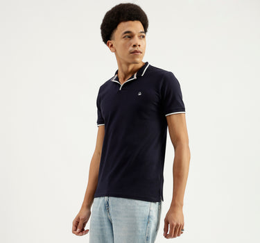 Polo Neck Solid Pattern T-Shirt