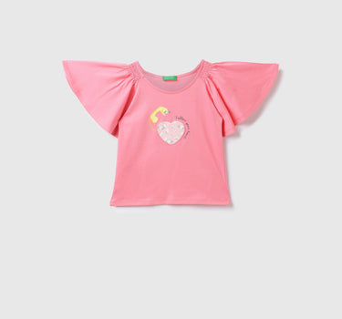 Cotton Printed Round Neck Girls T-shirts