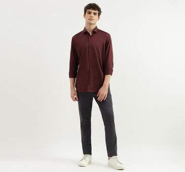 Slim Fit Spread Collar Solid Shirt