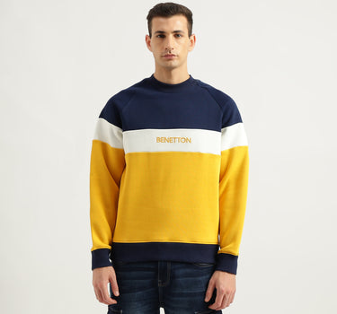 Men's Boxy Fit Round Neck Color Block Sweatshirt