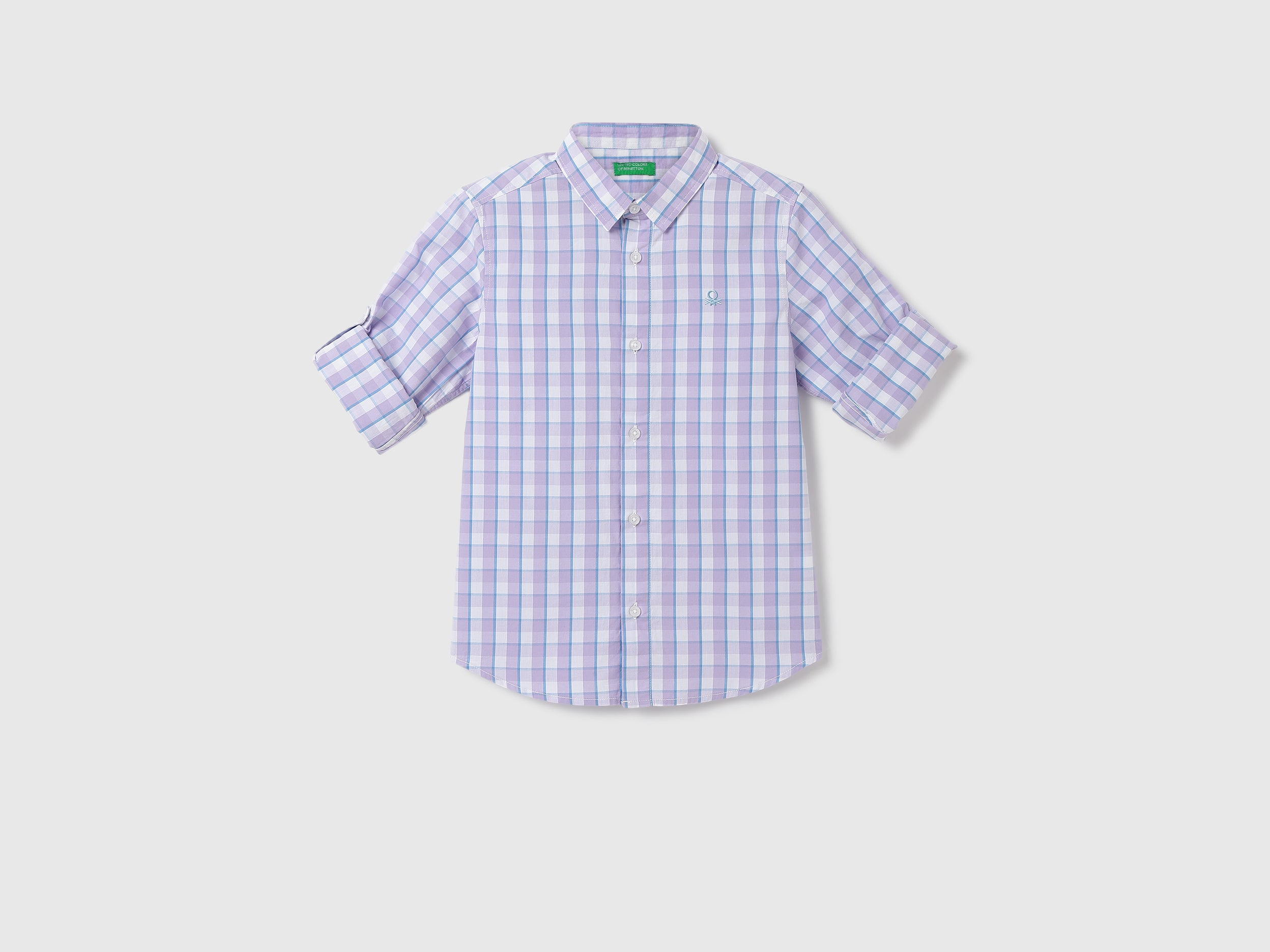 Boys Checked Spread Collar Shirt